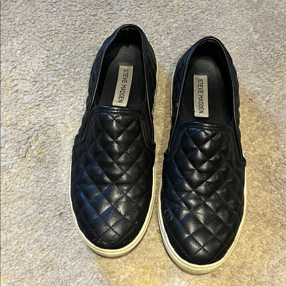Steve Madden Black Quilted Slip-On Shoes